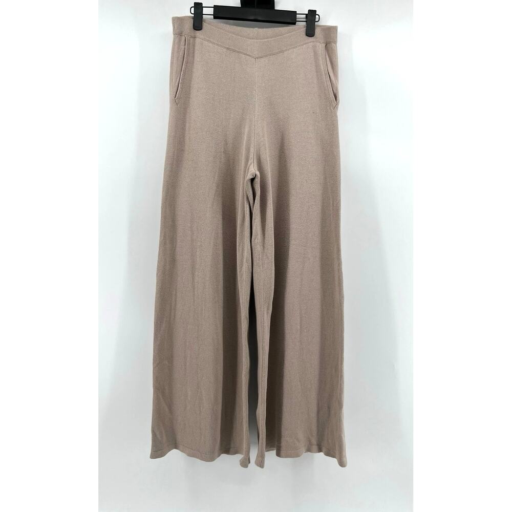 Haven Well Within Organic Cotton Knit Wide Leg Lounge Pants Size M Beige